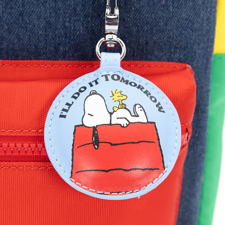 Whatever! Makes You Happy Peanuts 75th Anniversary Color Block Denim & Canvas Convertible Bag