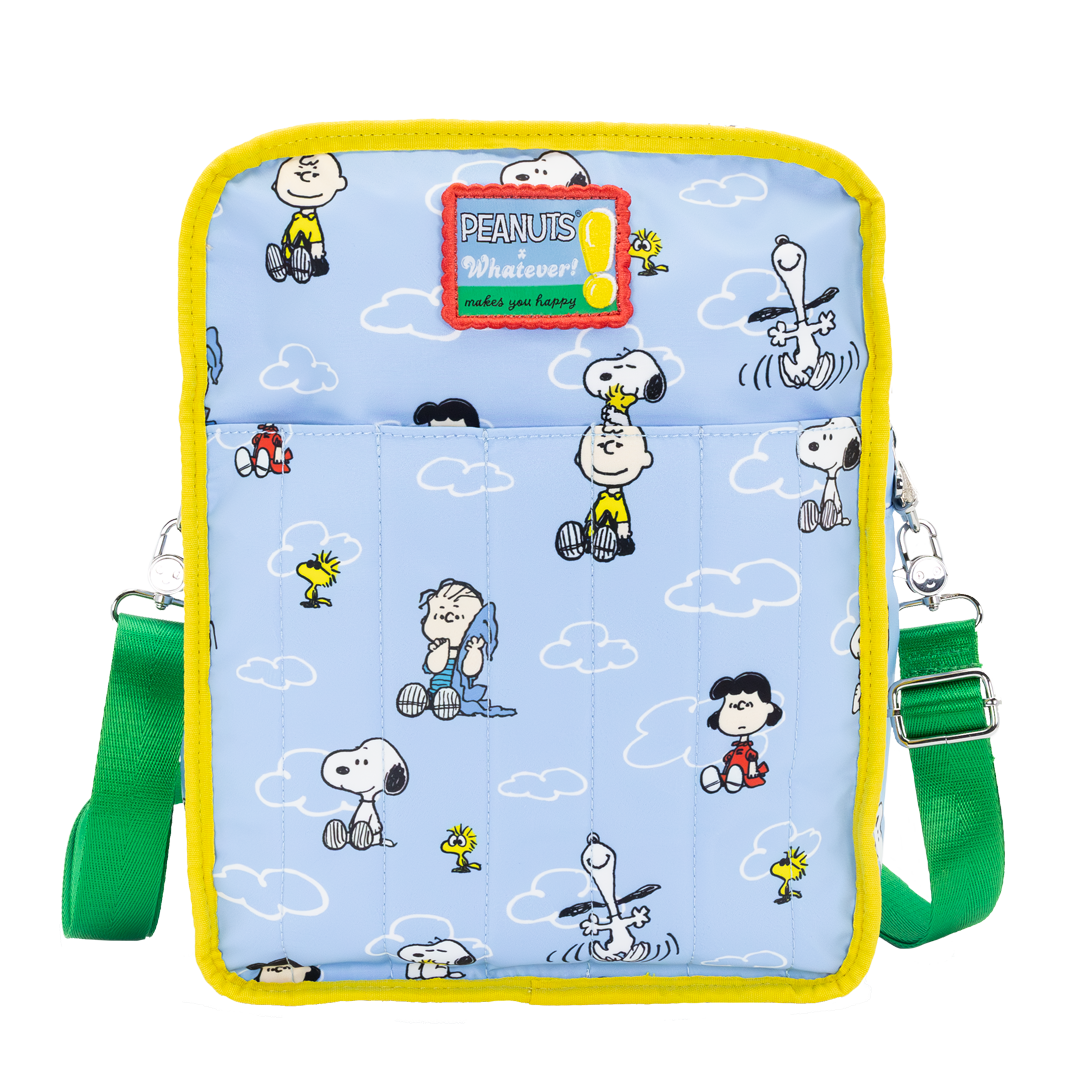 Whatever! Makes You Happy Peanuts 75th Anniversary Color Block Denim & Canvas Convertible Bag