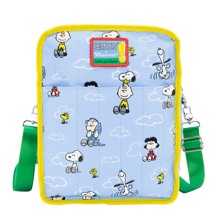 Whatever! Makes You Happy Peanuts 75th Anniversary Color Block Denim & Canvas Convertible Bag