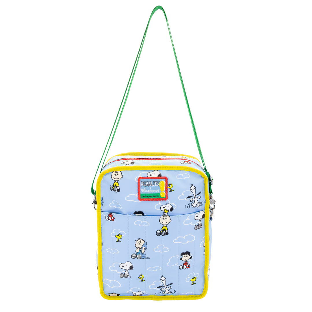 Whatever! Makes You Happy Peanuts 75th Anniversary Color Block Denim & Canvas Convertible Bag