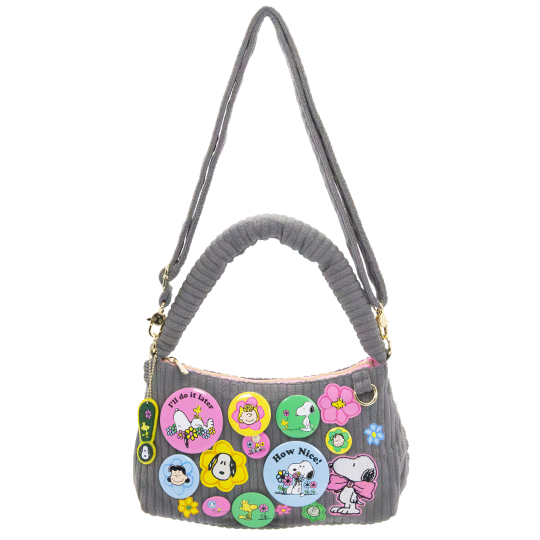 Whatever! Makes You Happy Peanuts Sherbert Spring Pins and Patches Corduroy Baguette Bag