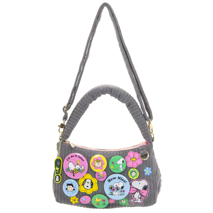 Whatever! Makes You Happy Peanuts Sherbert Spring Pins and Patches Corduroy Baguette Bag