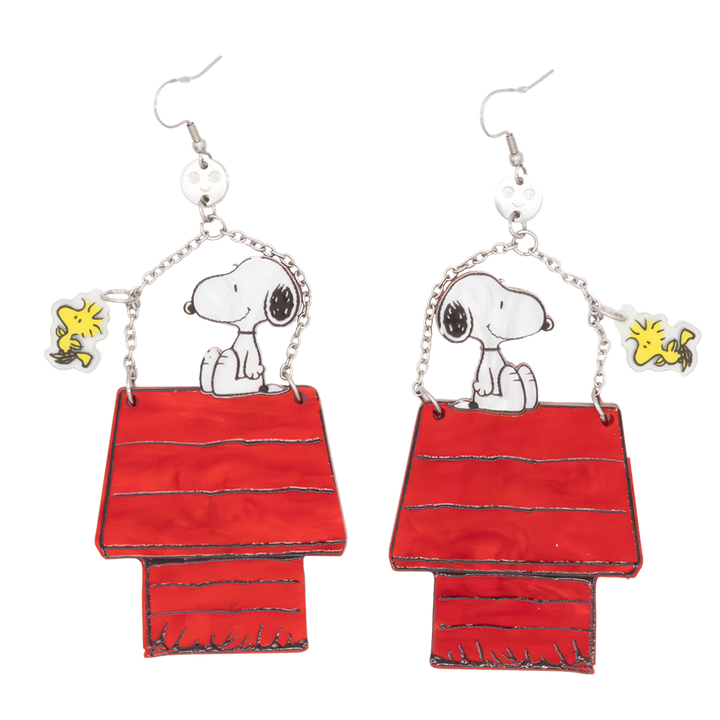 Whatever! Makes You Happy Peanuts 75th Snoopy & Woodstock Doghouse Layered Acrylic Earrings