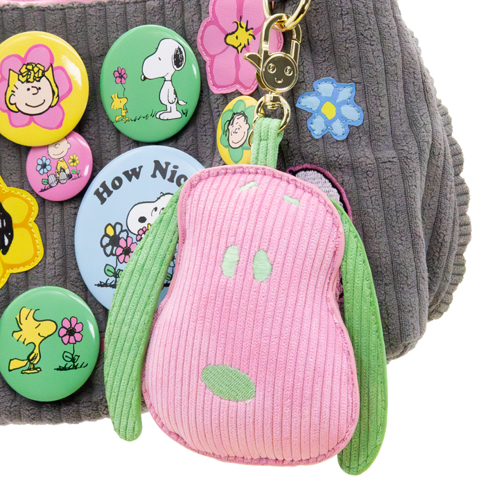Whatever! Makes You Happy Peanuts Sherbert Spring Mystery Box Snoopy Head Padded Corduroy Bag Charm