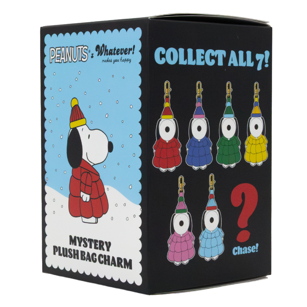 Whatever! Makes You Happy Peanuts Snoopy Puffer Jacket Mystery Box Plush Bag Charm
