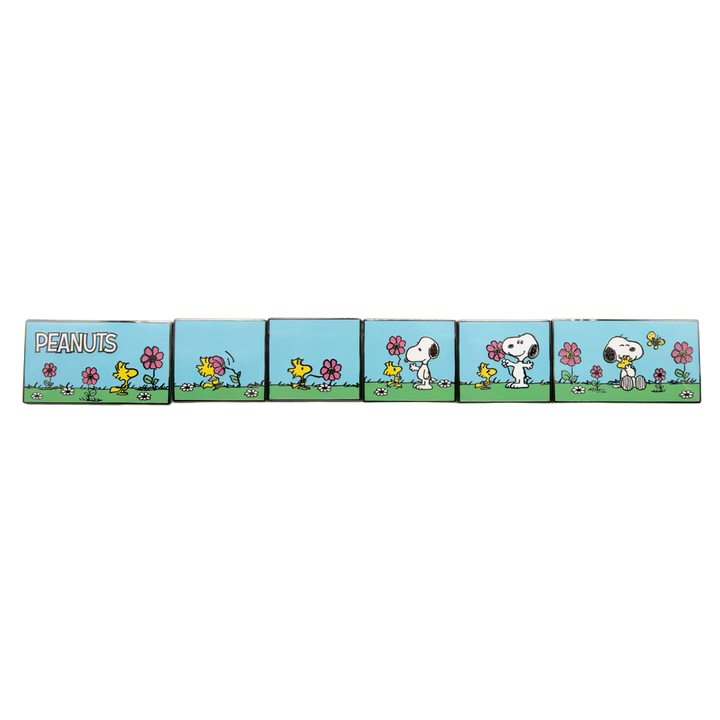 Peanuts-themed mystery comic strip enamel pins