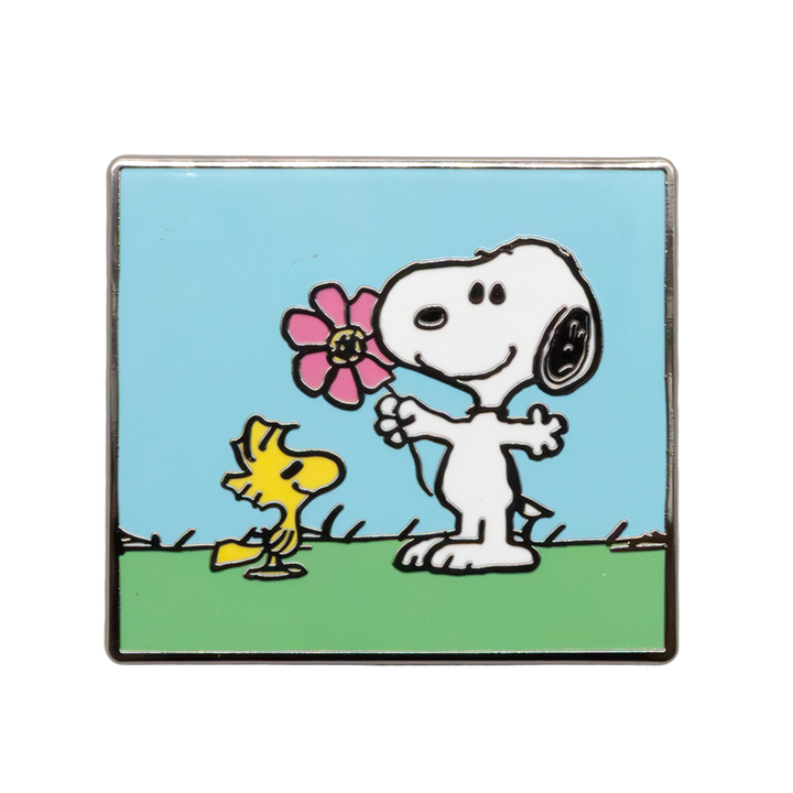 Peanuts-themed mystery comic strip enamel pins