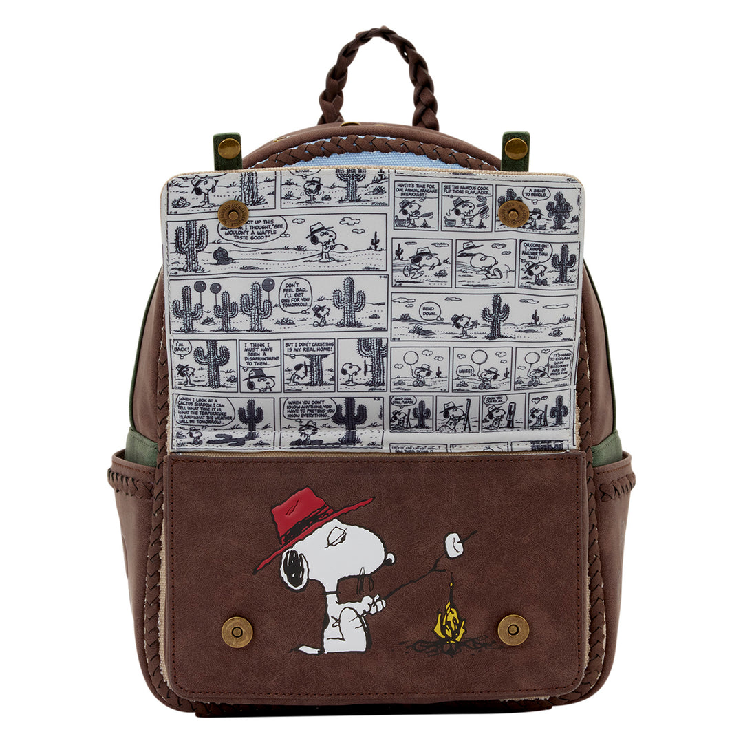 Backpack with cartoon design and character on a white background