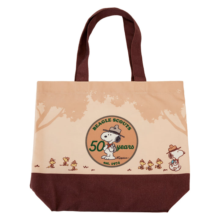 Loungefly Peanuts Snoopy Beagle Scouts 50th Anniversary Canvas Tote Bag