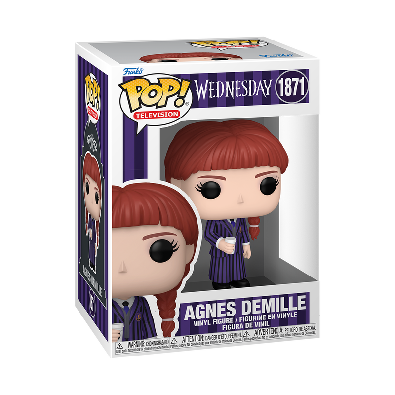 Funko Pop! vinyl figure packaging with character Agnes Demille on a white background