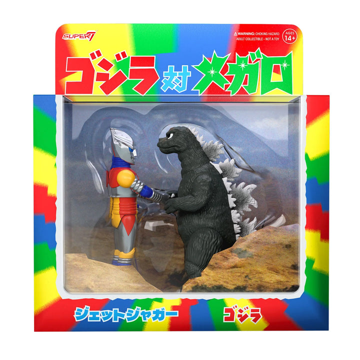 Super 7 SDCC 2024 Godzilla ReAction Figures Godzilla & Jet Jaguar Shaking Hands (2 Pack)