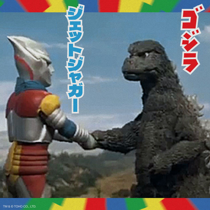 Super 7 SDCC 2024 Godzilla ReAction Figures Godzilla & Jet Jaguar Shaking Hands (2 Pack)