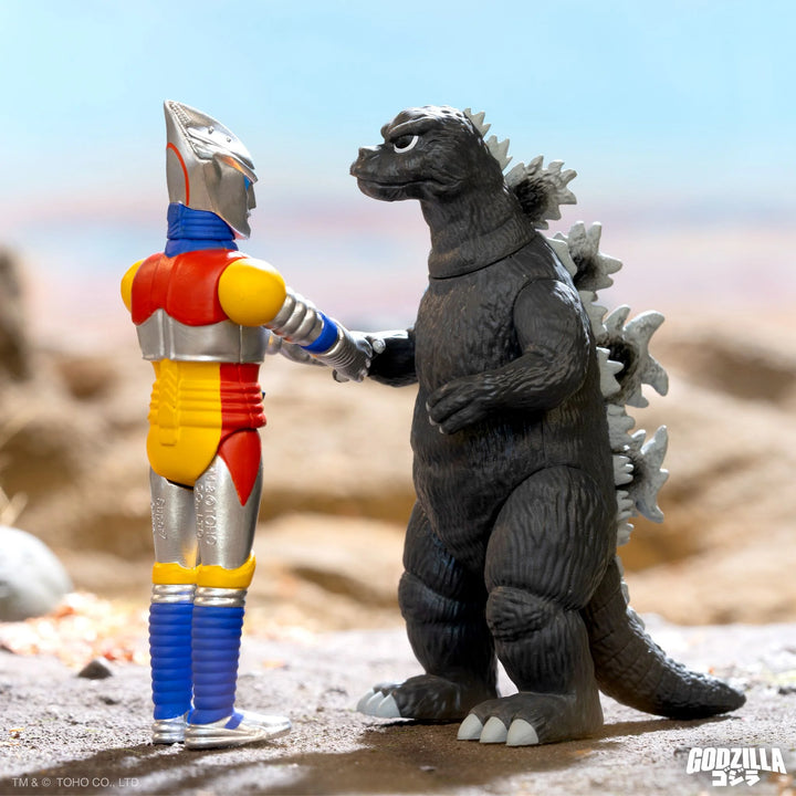 Super 7 SDCC 2024 Godzilla ReAction Figures Godzilla & Jet Jaguar Shaking Hands (2 Pack)