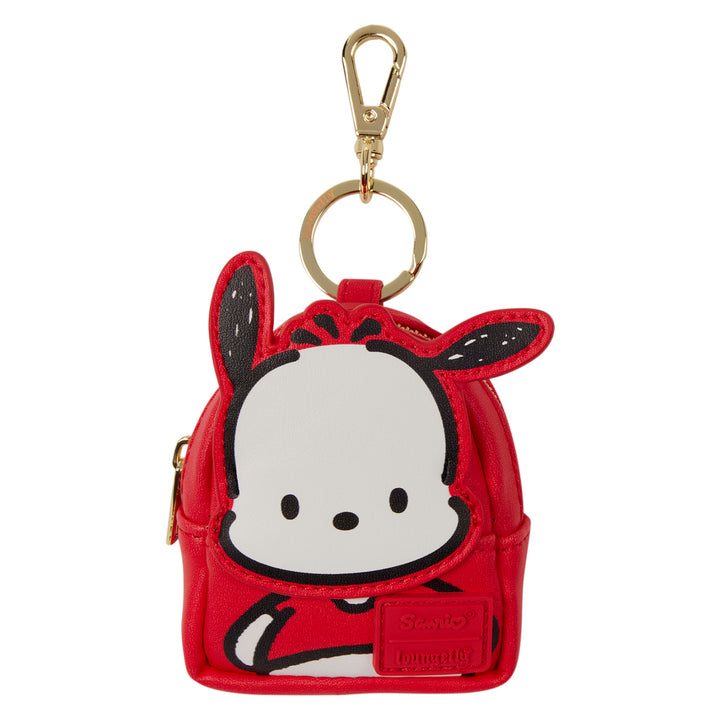 Red character-shaped keychain pouch with a gold clasp on a white background