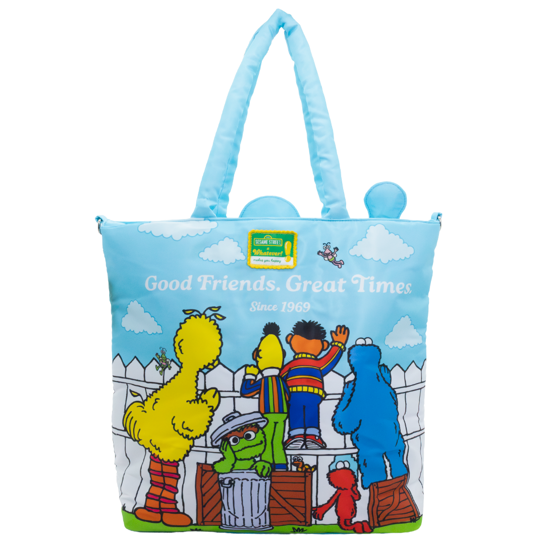 Whatever! Makes You Happy X Sesame Street Good Friends Great Times Oversized Tote Bag
