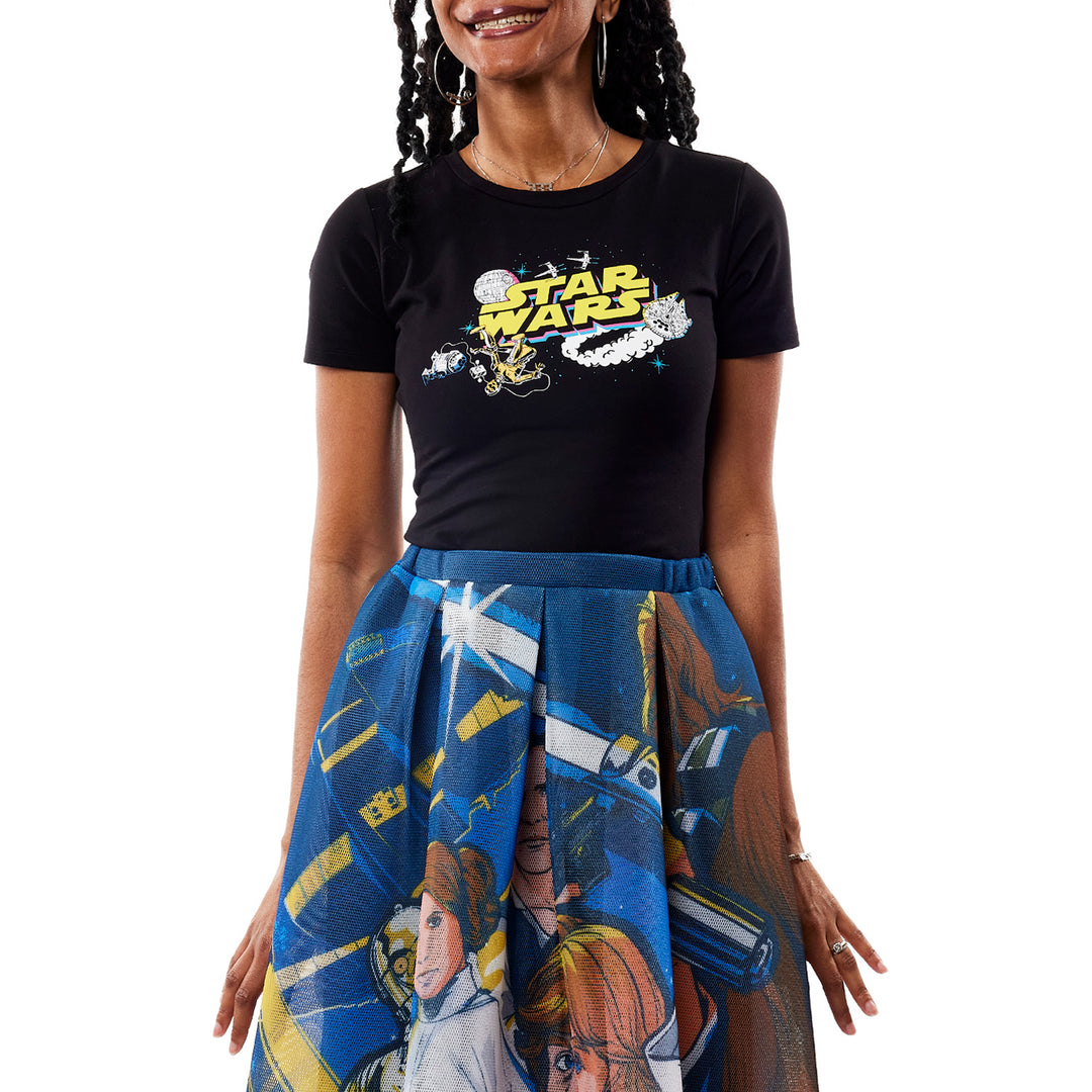 Stitch Shoppe by Loungefly Star Wars Space Logo "Ariana" Fashion Top Shirt