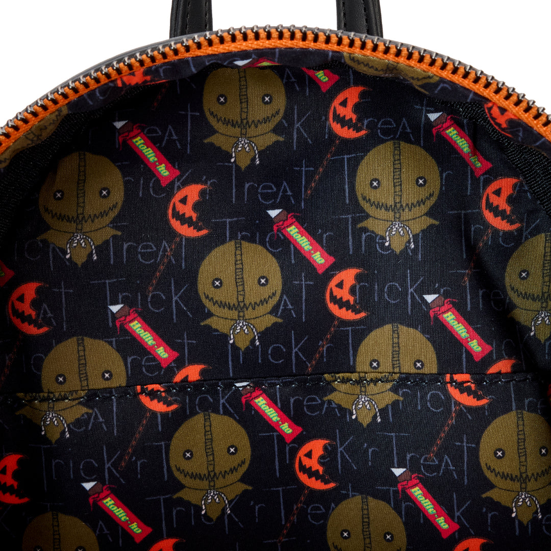 Loungefly Legendary Trick 'R' Treat Flaming Head Sam Light Up/Glow in the Dark Mini Backpack