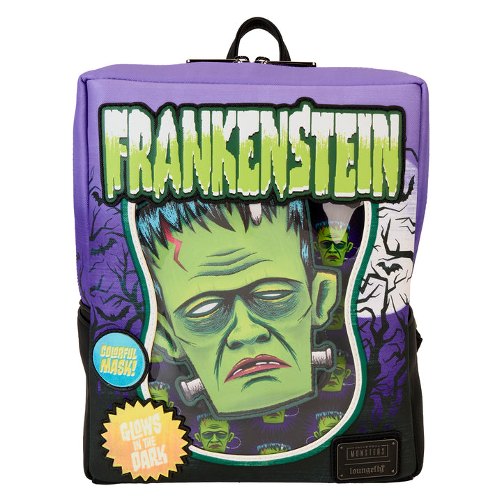 Loungefly Universal Monsters Frankenstein Neon Mask Glow in the Dark Mini Backpack