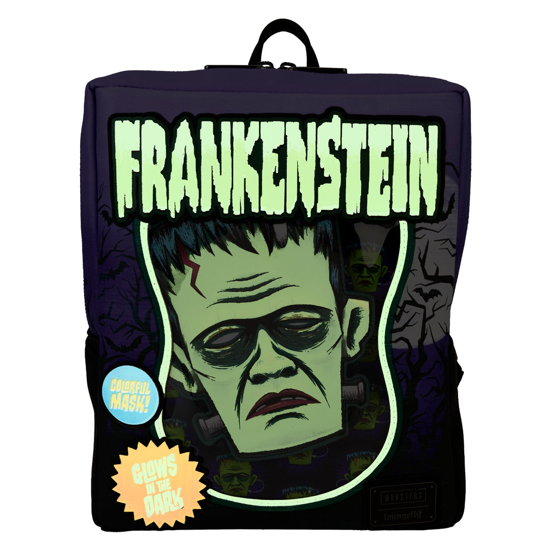 Loungefly Universal Monsters Frankenstein Neon Mask Glow in the Dark Mini Backpack