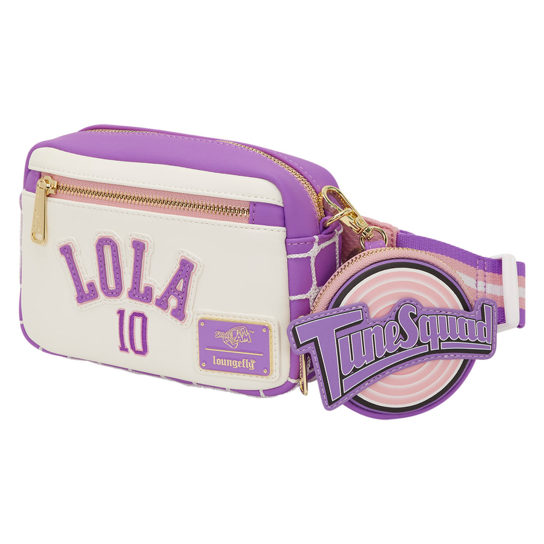 Purple and white bag with 'Lola 10' and 'Tune Squad' text on a white background