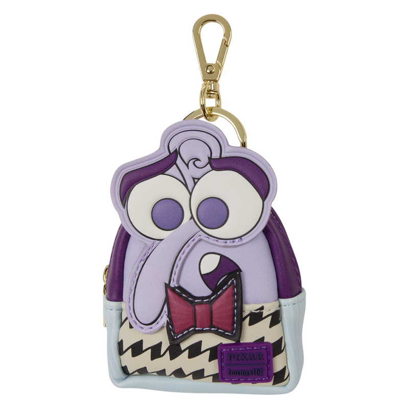 Character-themed keychain with a purple and white design on a white background