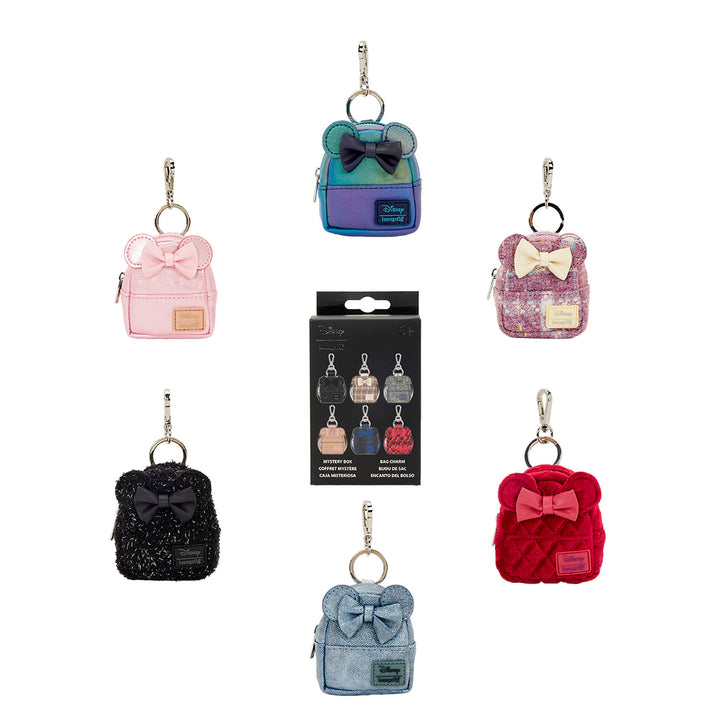 Loungefly Disney Minnie Mouse Glitter Mystery Mini Backpack Blind Box Keychain Charm