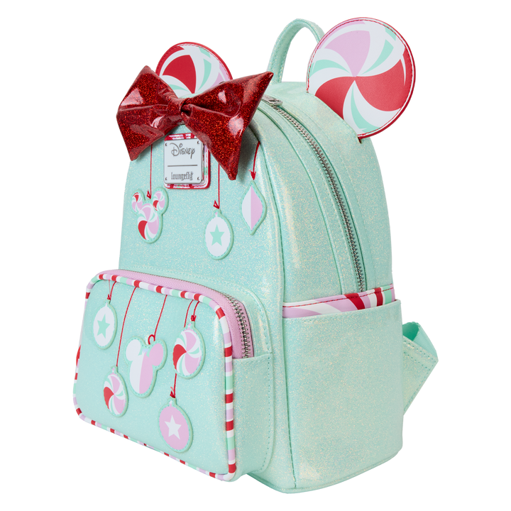 Loungefly Disney Minnie Holiday Peppermint Ornaments Mini Backpack