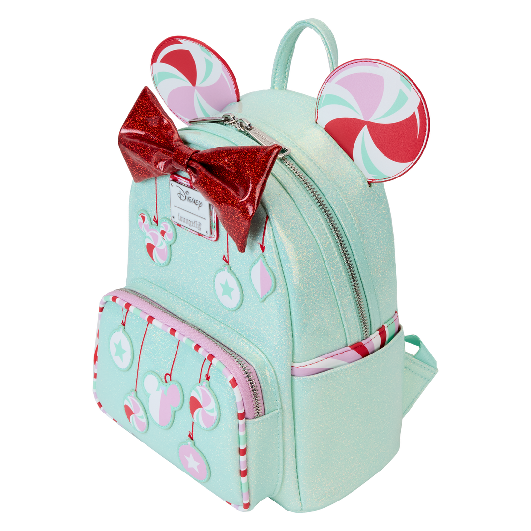 Loungefly Disney Minnie Holiday Peppermint Ornaments Mini Backpack