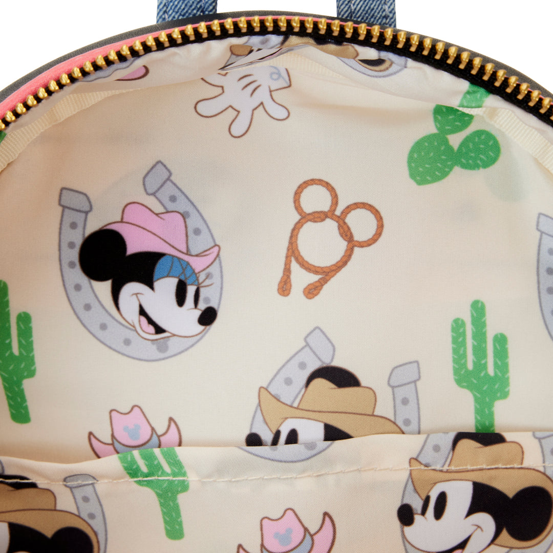 Loungefly Disney western Mickey Mouse western cosplay mini backpack lining 