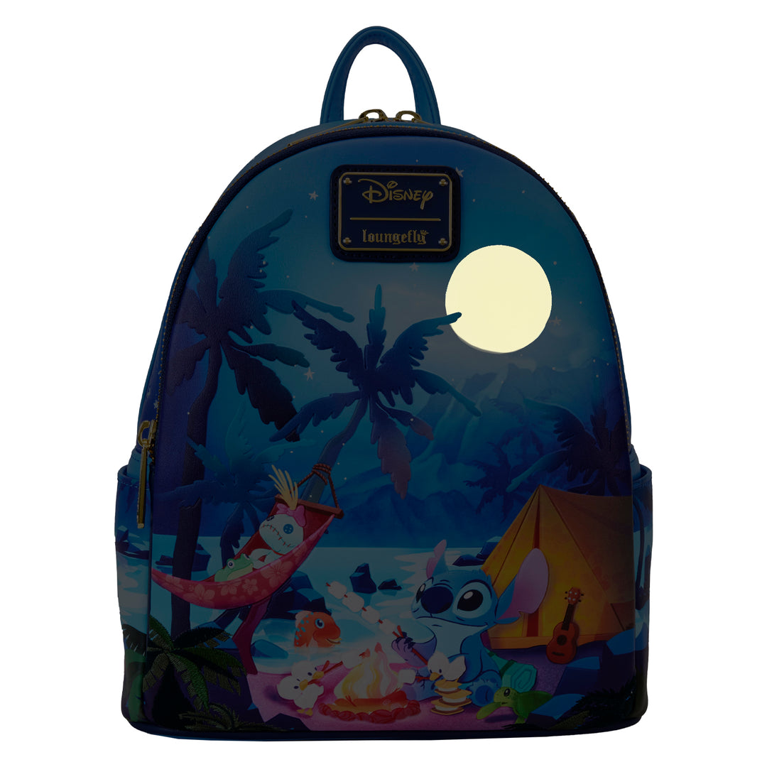 Loungefly Disney Lilo & Stitch Camping Cuties Glow in the Dark Mini Backpack