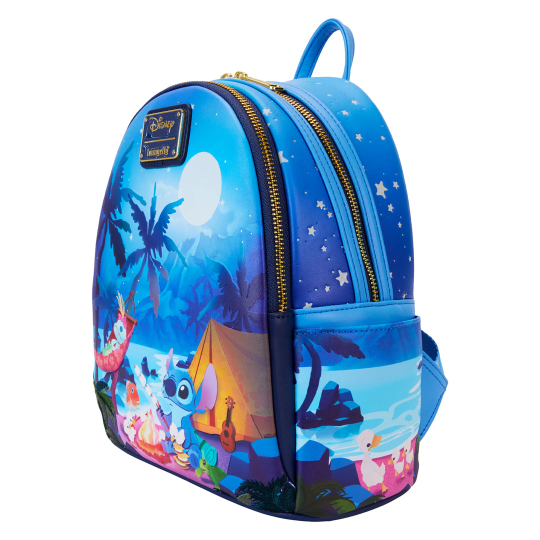 Loungefly Disney Lilo & Stitch Camping Cuties Glow in the Dark Mini Backpack