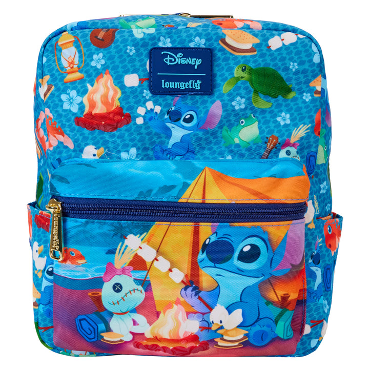 Loungefly Disney Lilo & Stitch Camping Cuties AOP Nylon Mini Backpack