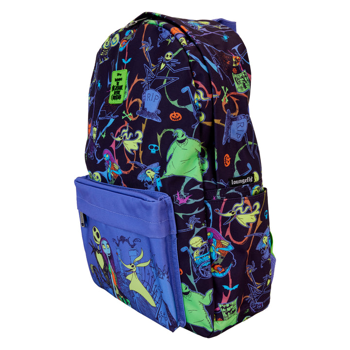 Loungefly Disney The Nightmare Before Christmas Neon AOP Full Size Nylon Backpack