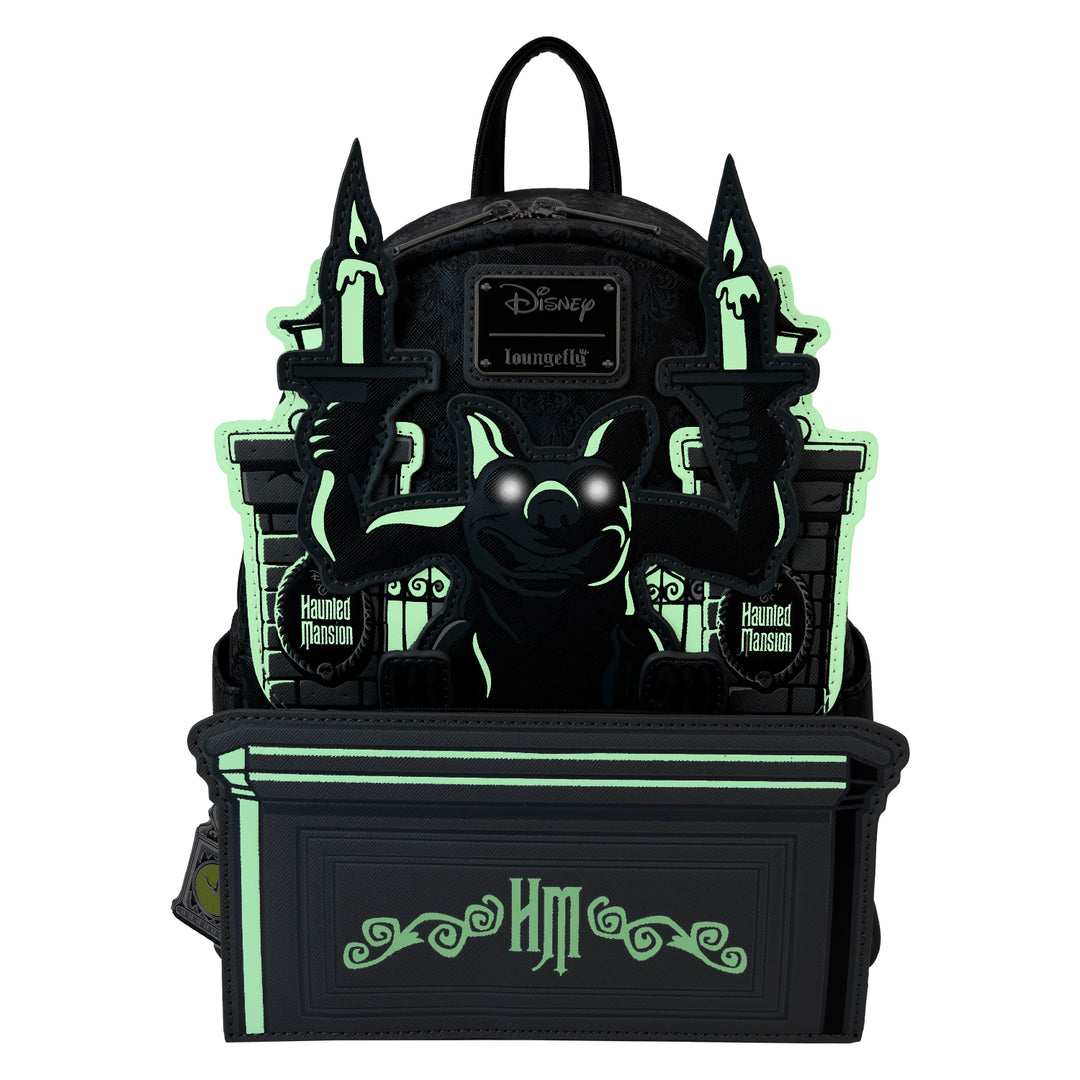 Loungefly Disney Haunted Mansion Gargoyle Wallpaper Light Up/Glow in the Dark Mini Backpack