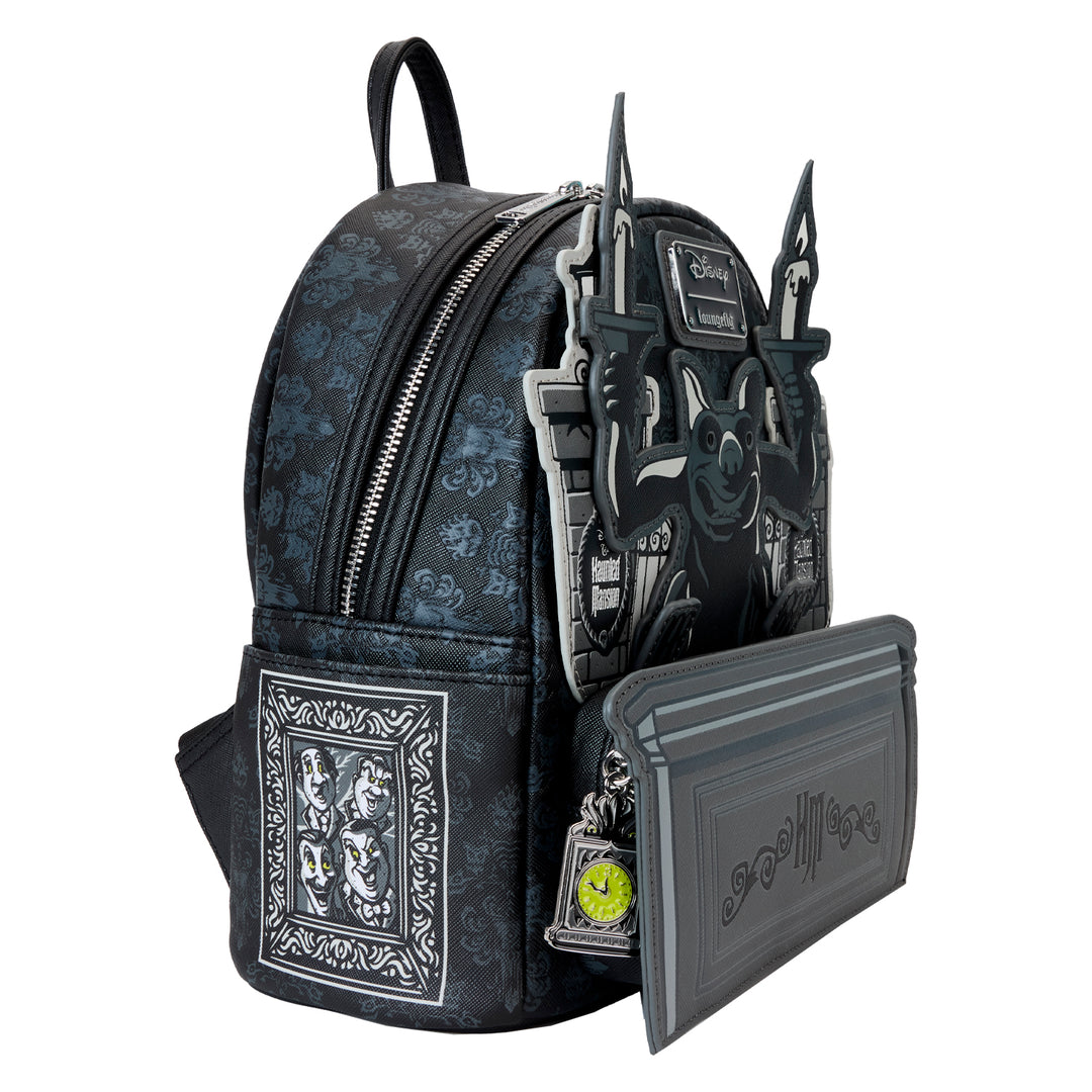 Loungefly Disney Haunted Mansion Gargoyle Wallpaper Light Up/Glow in the Dark Mini Backpack