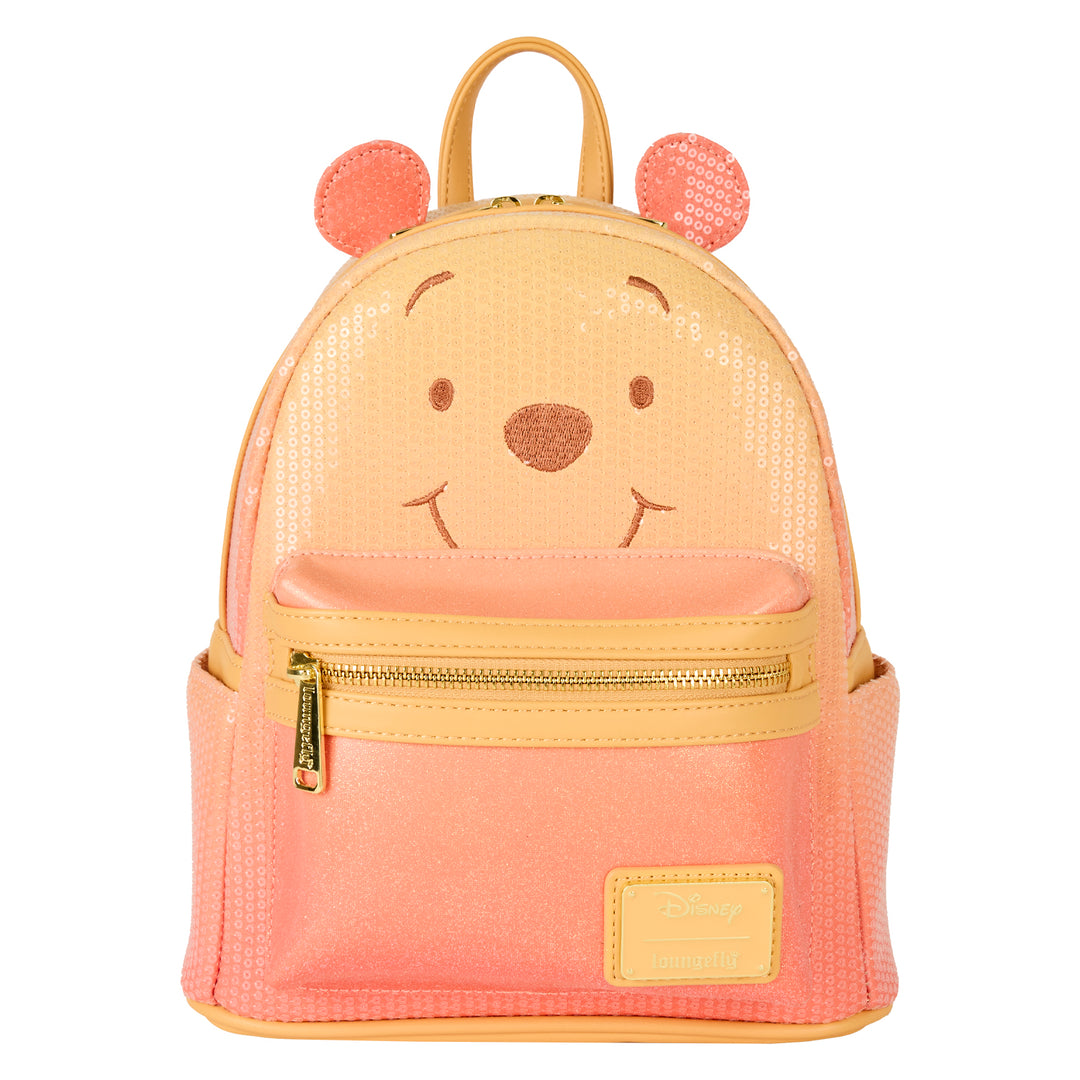 glitter mini backpack Loungefly Disney Winnie the Pooh Sequin Glitter Cosplay Mini Backpack