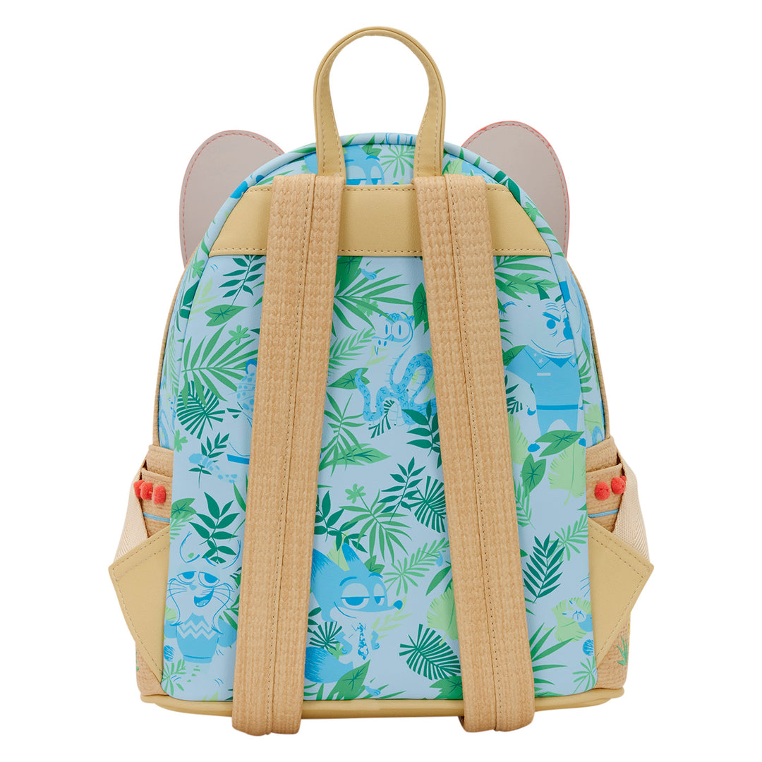 Backpack with a jungle-themed design on a white background