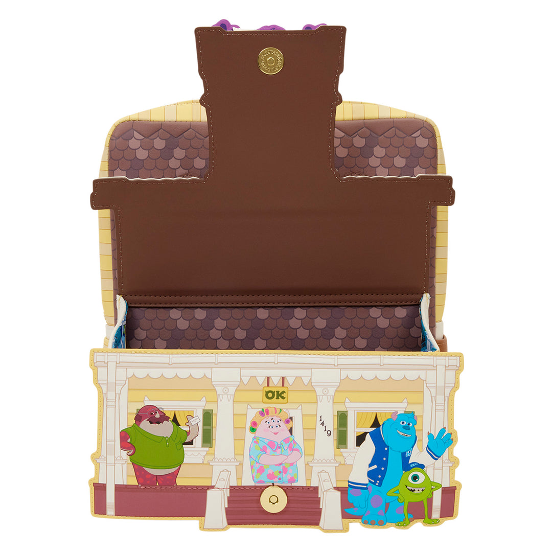 Animated character-themed backpack with cartoon characters on a white background
