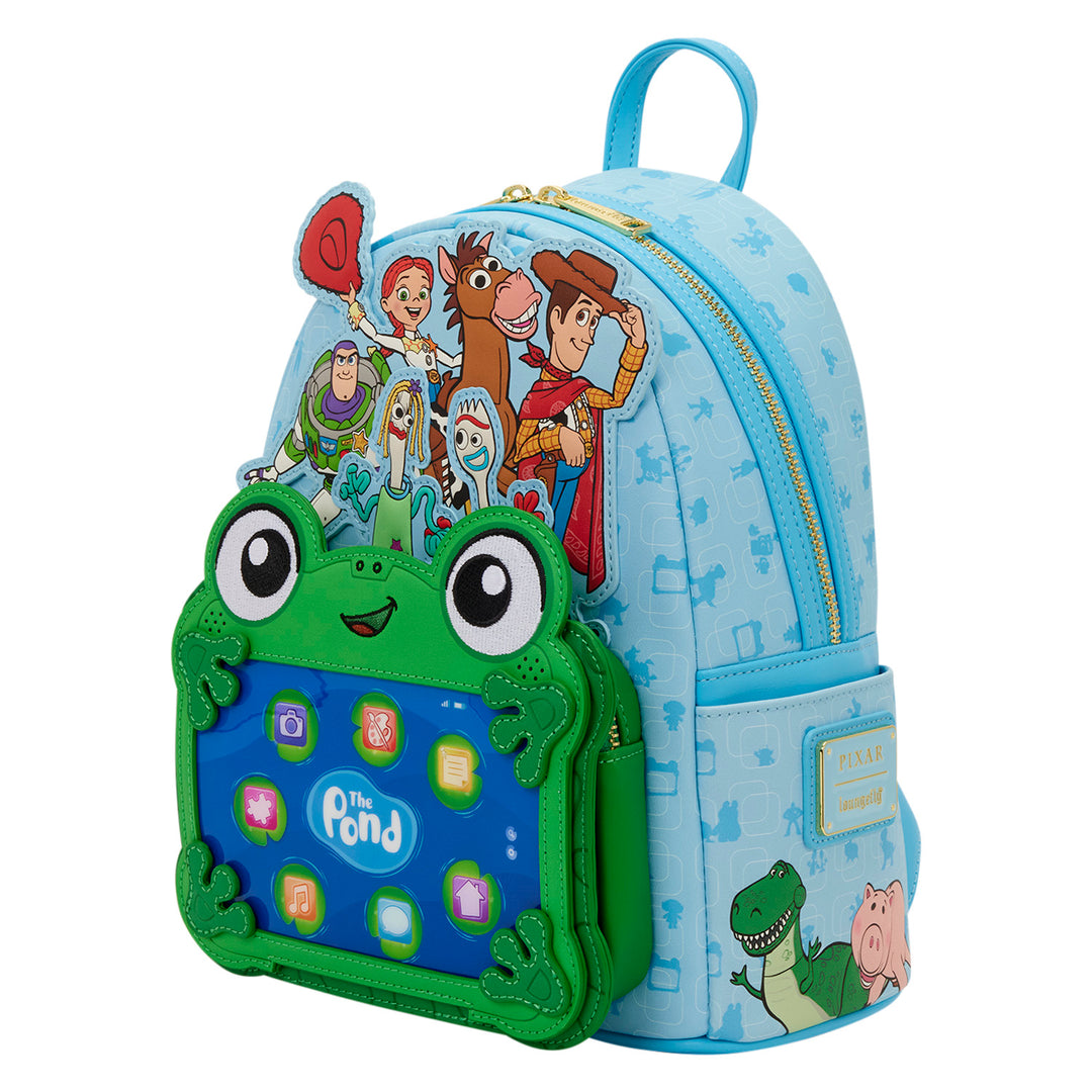 Backpack with cartoon character design on a white background