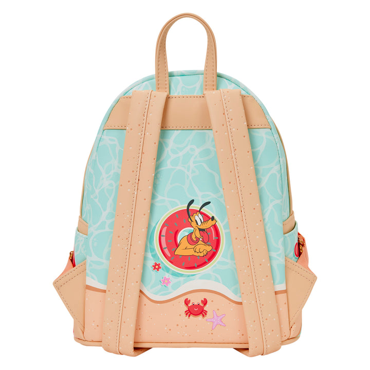 Backpack with cartoon character design on a light blue background