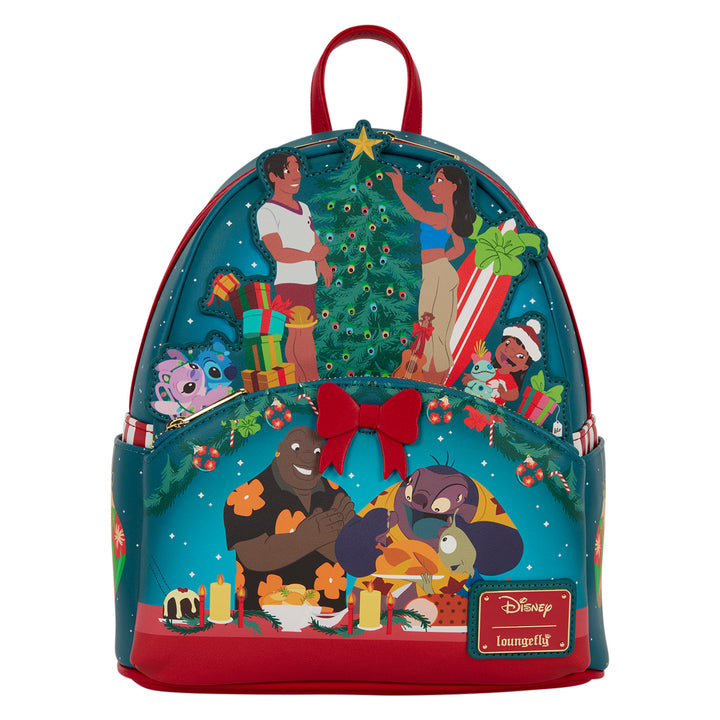 Loungefly Disney Lilo & Stitch Ohana Holiday Celebration Light-Up Mini Backpack