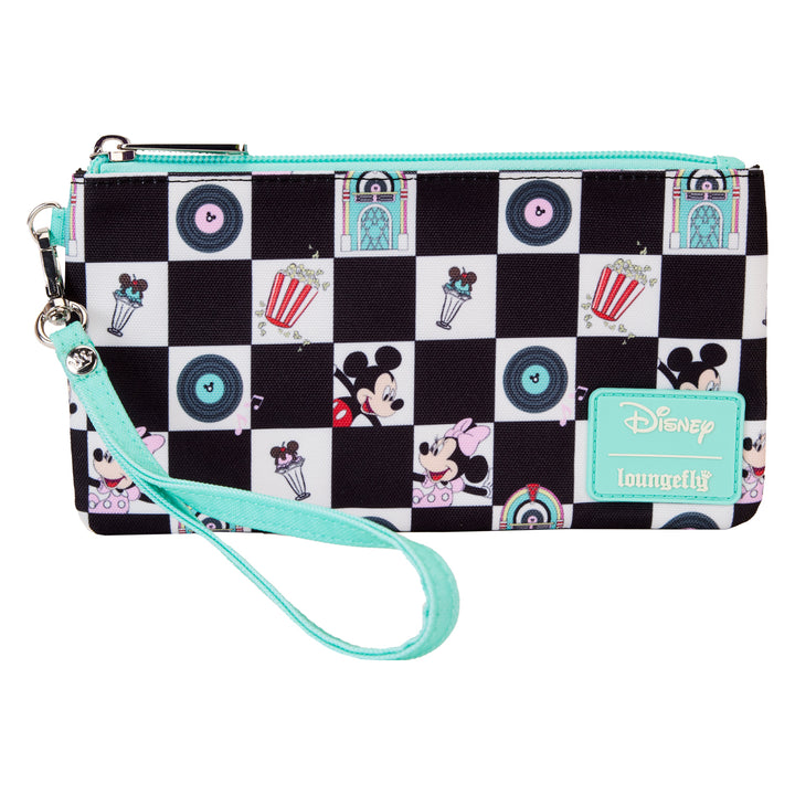 Disney Mickey and Minnie Date Night Diner AOP Nylon Wristlet