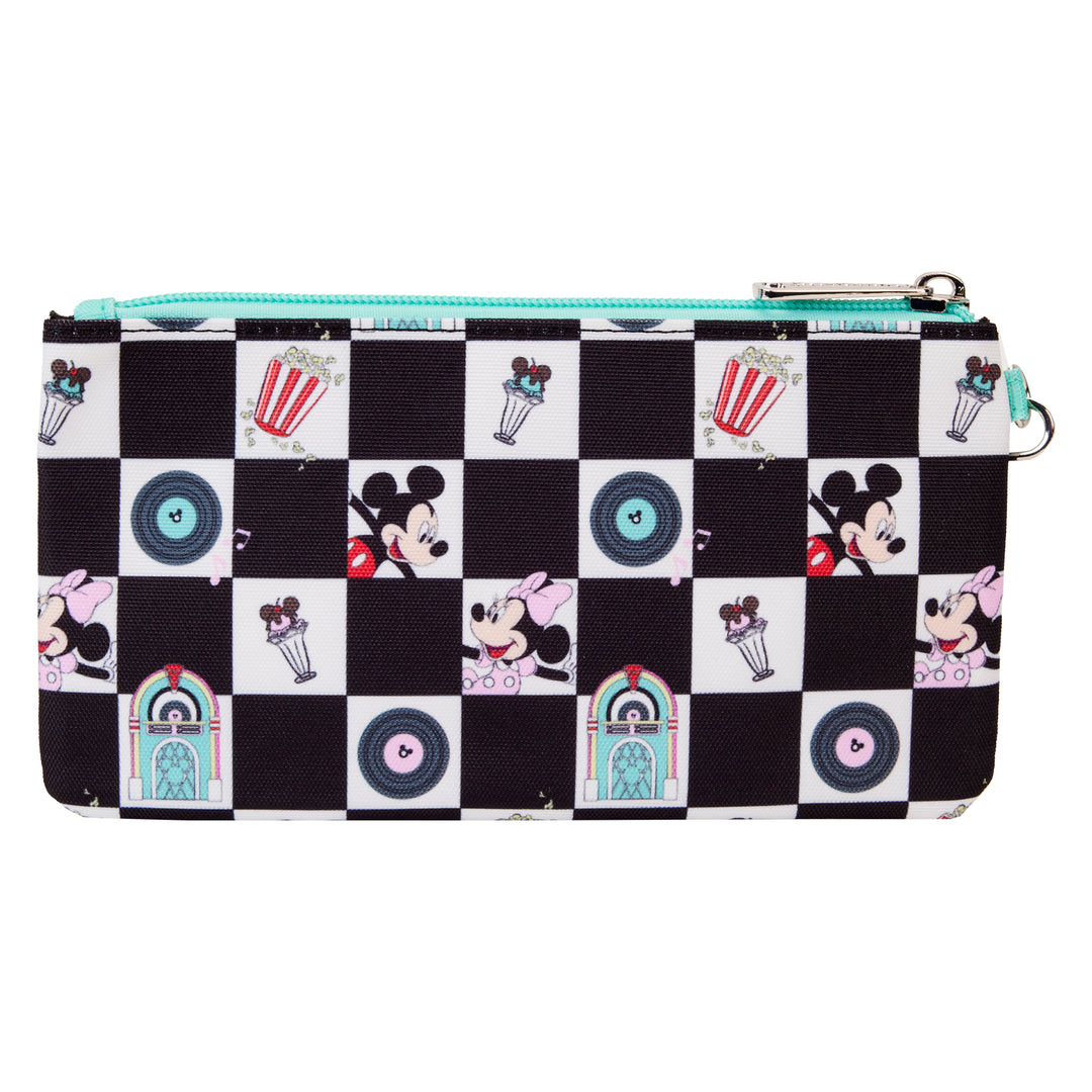 Disney Mickey and Minnie Date Night Diner AOP Nylon Wristlet