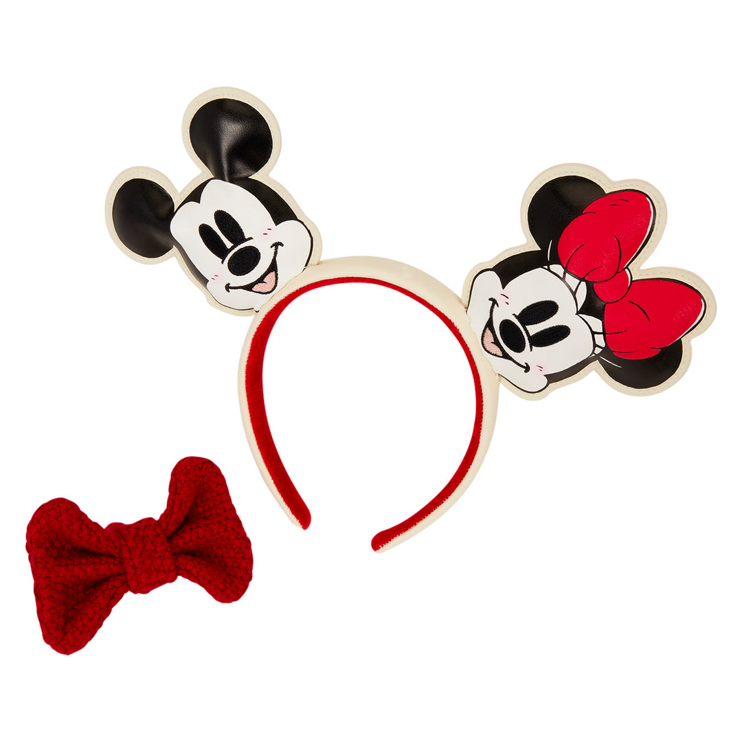 Loungefly Disney Mickey & Minnie Knit Bow Holiday Ear Headband