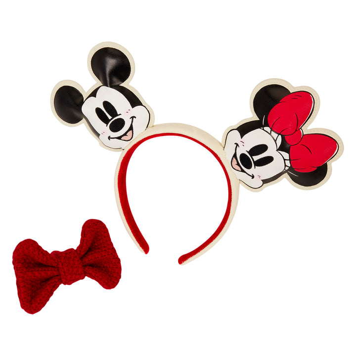 Loungefly Disney Mickey & Minnie Knit Bow Holiday Ear Headband