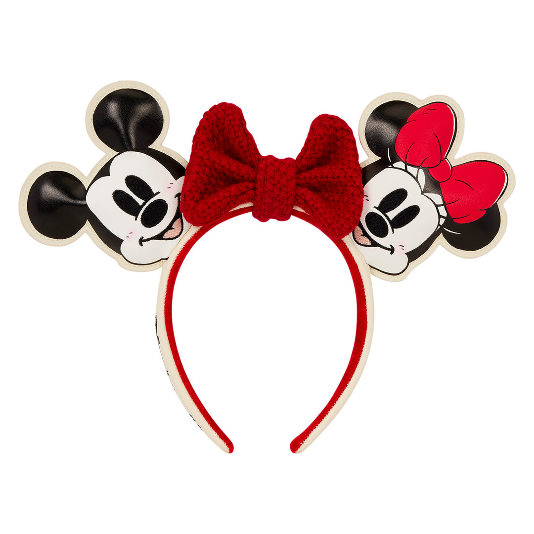 Loungefly Disney Mickey & Minnie Knit Bow Holiday Ear Headband