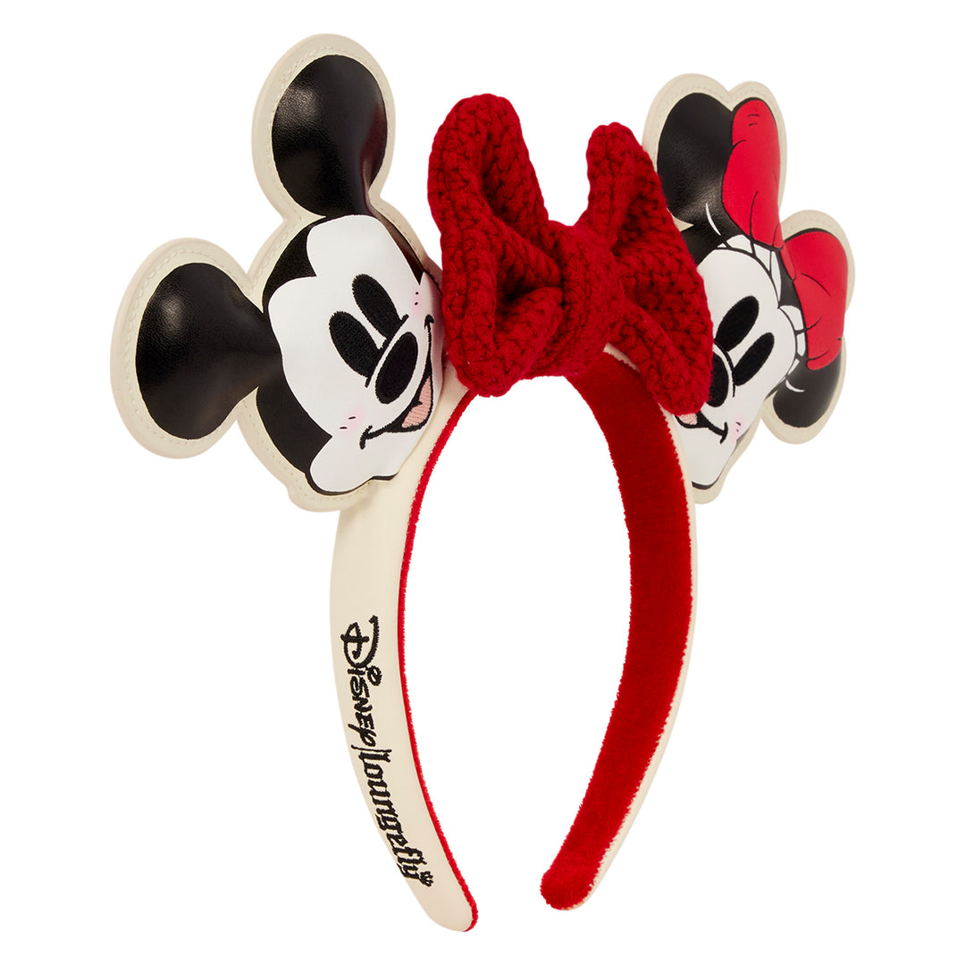 Loungefly Disney Mickey & Minnie Knit Bow Holiday Ear Headband