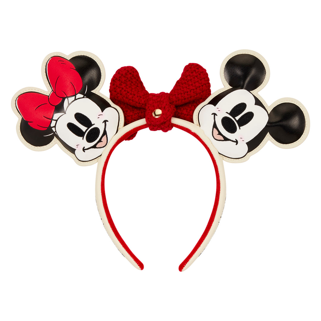 Loungefly Disney Mickey & Minnie Knit Bow Holiday Ear Headband