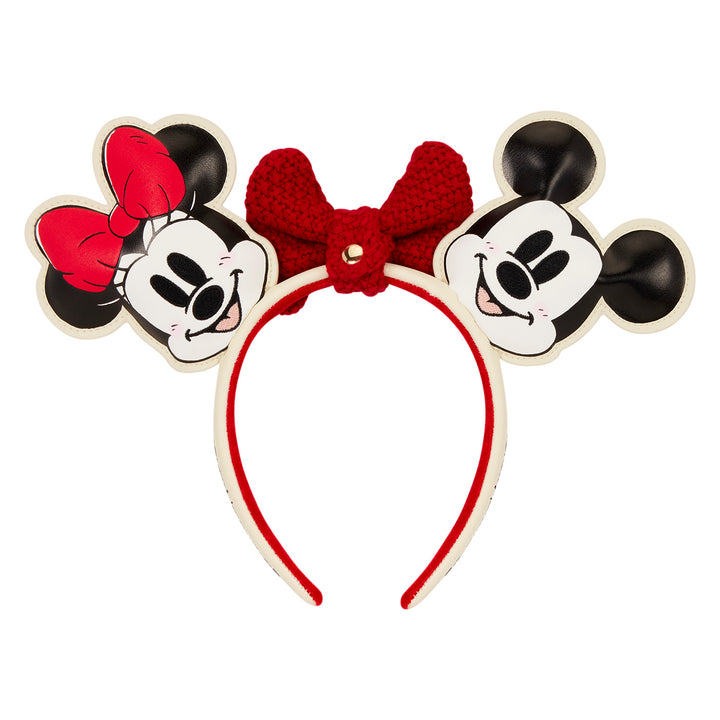 Loungefly Disney Mickey & Minnie Knit Bow Holiday Ear Headband