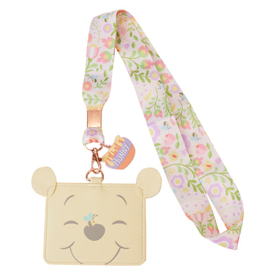 Disney Winnie the Pooh Folk Floral Lanyard W/Cardholder
